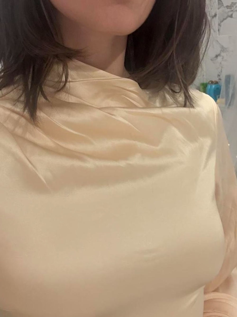 DE LA VALI Silk Cream Bell-Sleeve Maxi Wedding Dress $875 Size Small - Picture 5 of 5
